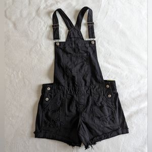 Hollister Black Denim Overall Low Rise Shorts